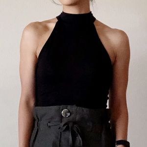 Free people halter high neck black body suit